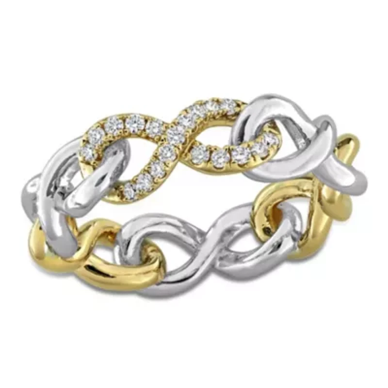 Lab Grown Diamond Ring Two Tone Silver