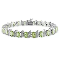 Peridot & Diamond Bracelet in Sterling Silver