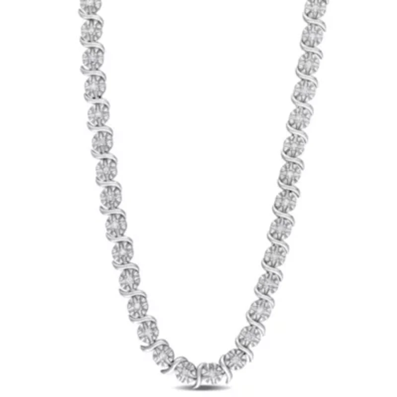 1/2 CT TW Diamond Tennis Necklace in Sterling Silver