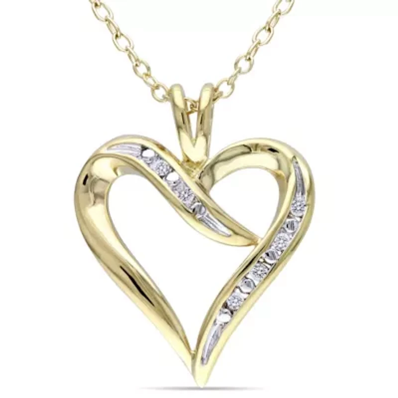 Diamond Accent Heart Necklace in Yellow Plated Sterling Silver