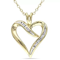 Diamond Accent Heart Necklace in Yellow Plated Sterling Silver