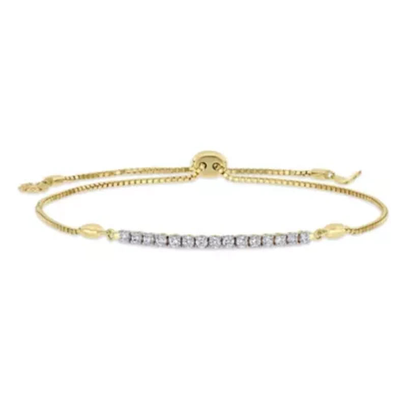1/3 ct. t.w. Diamond Bar Adjustable Bolo Bracelet in 14K Yellow Gold