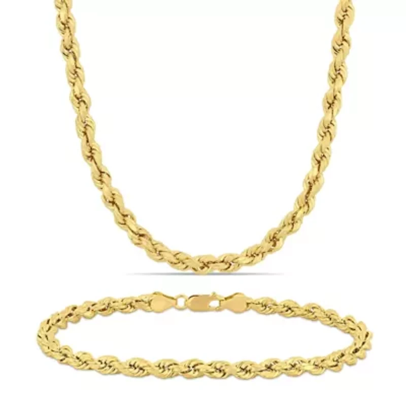 2-Piece Set of 5mm Rope Chain Necklace and Bracelet in 14K Yellow Gold, 22" & 9"