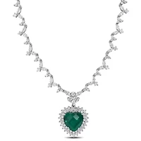 47 ct. t.g.w. Green & White Cubic Zirconia Heart Necklace in Sterling Silver