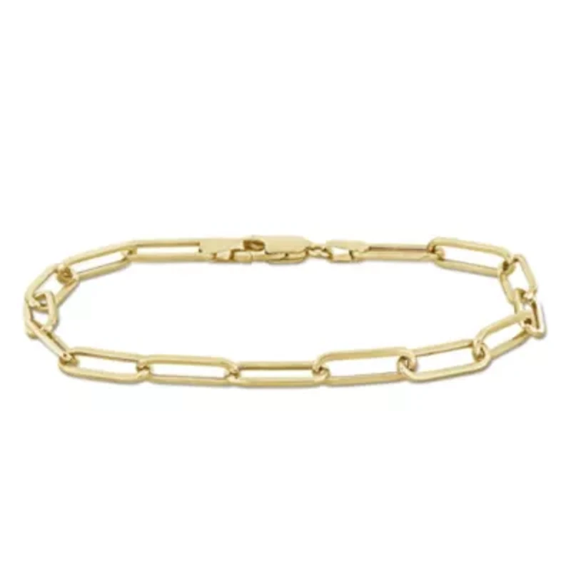 4.3mm Polished Paperclip Chain Bracelet in 14k Yellow Gold, 7.5 in