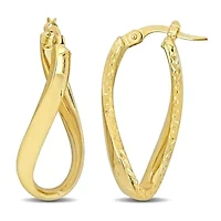 28mm Oval Twist Hoop Earrings in 14k Yellow Gold