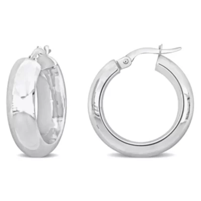 22mm Huggie Hoop Earrings in 10k White Gold
