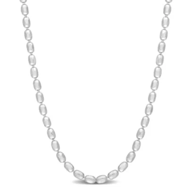 Oval Ball Chain Necklace in Sterling Silver, 16"