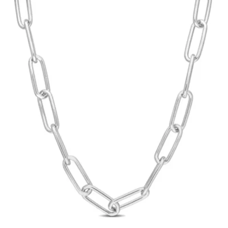 6MM Polished Paperclip Chain Necklace in Sterling Silver, 18"