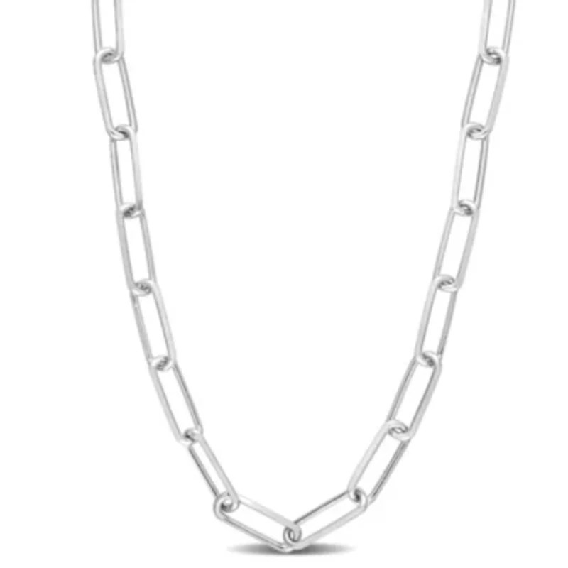 5MM Diamond Cut Paperclip Chain Necklace in Sterling Silver, 24"