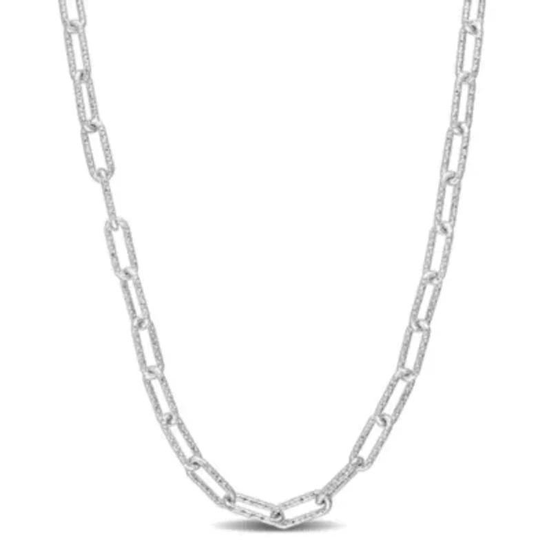 3.5MM Fancy Paperclip Chain Necklace in Sterling Silver, 24"