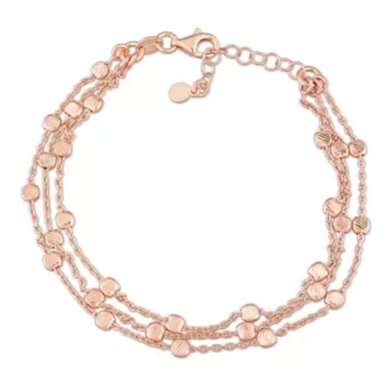 Multi-Strand Chain Bracelet in 18k Rose Gold Plated Sterling Silver, 7.5"