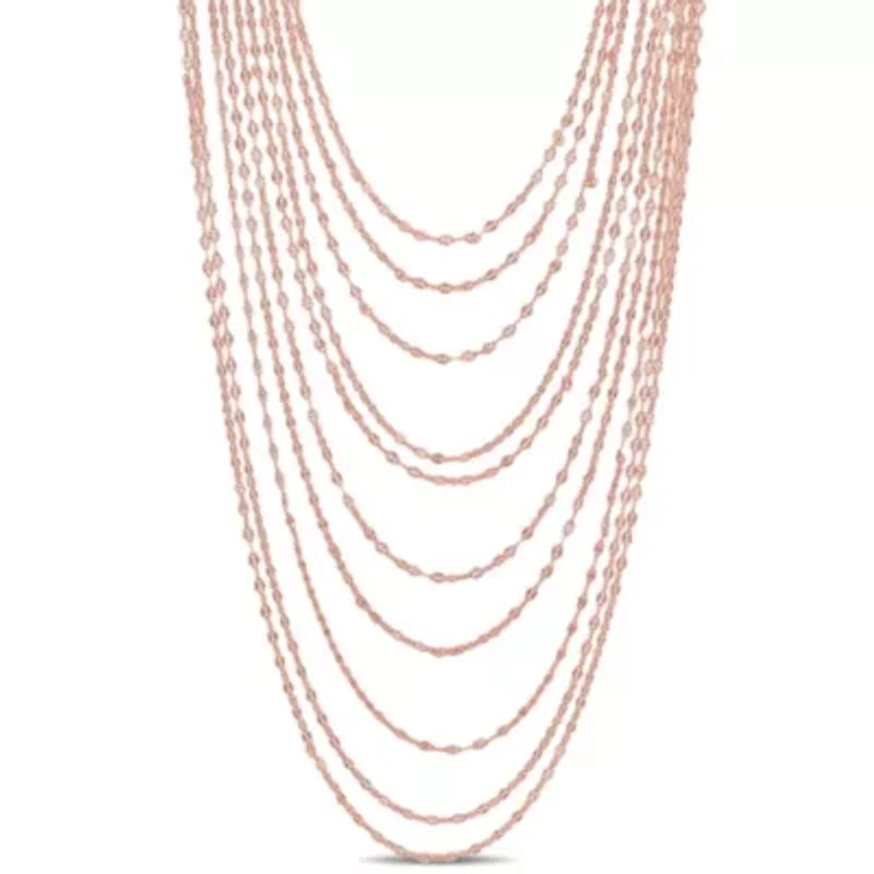 Multi-Strand Chain Necklace in 18k Rose Gold Plated Sterling Silver, 18"