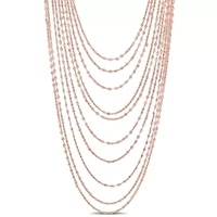 Multi-Strand Chain Necklace in 18k Rose Gold Plated Sterling Silver, 18"