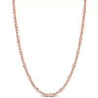 Double Curb Link Chain Necklace in 18k Rose Gold Plated Sterling Silver, 24"