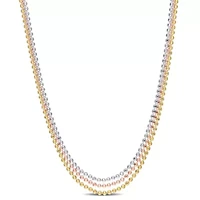 3 Pc Set of 1.5MM Ball Chain Necklaces in White Rose & Yellow Plated Sterling Silver