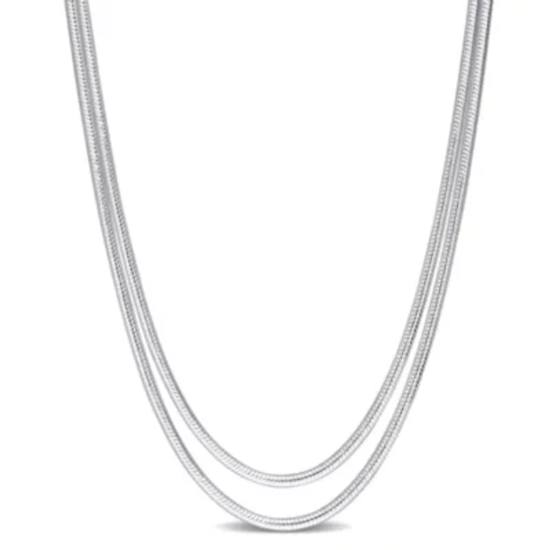 2 Pc Set of 16" and 18" Snake Chains in Sterling Silver