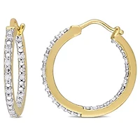 1/4 CT TW Diamond Inside Outside Hoop Earrings in Gold Plated Sterling Silver