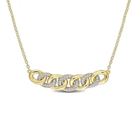 1/6 CT TW Diamond Link Necklace in Yellow Plated Sterling Silver