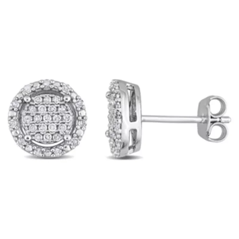 1/3 CT TW Diamond Cluster Halo Earrings in Sterling Silver