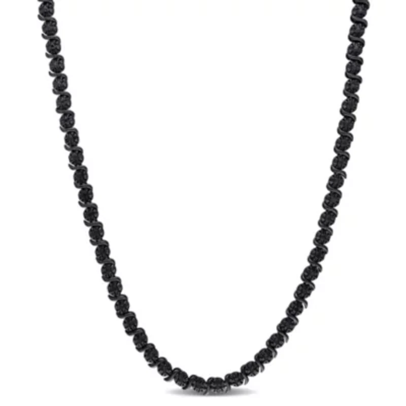 1/2 CT TW Black Diamond Tennis Necklace in Black Rhodium Plated Sterling Silver