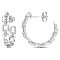 1/7 CT TW Diamond Link Semi-Hoop Earrings in Sterling Silver