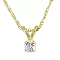 1/10 ct. t.w. Diamond Solitaire Pendant with Chain in 14K Yellow Gold