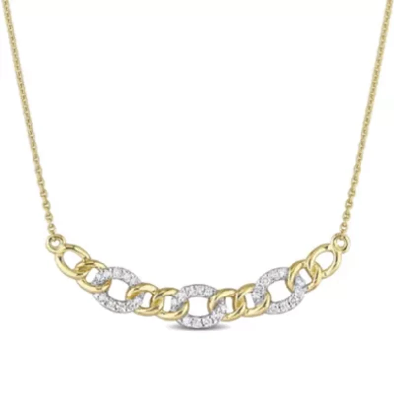 1/10 ct. t.w. Diamond Oval Link Necklace in 10K Yellow Gold