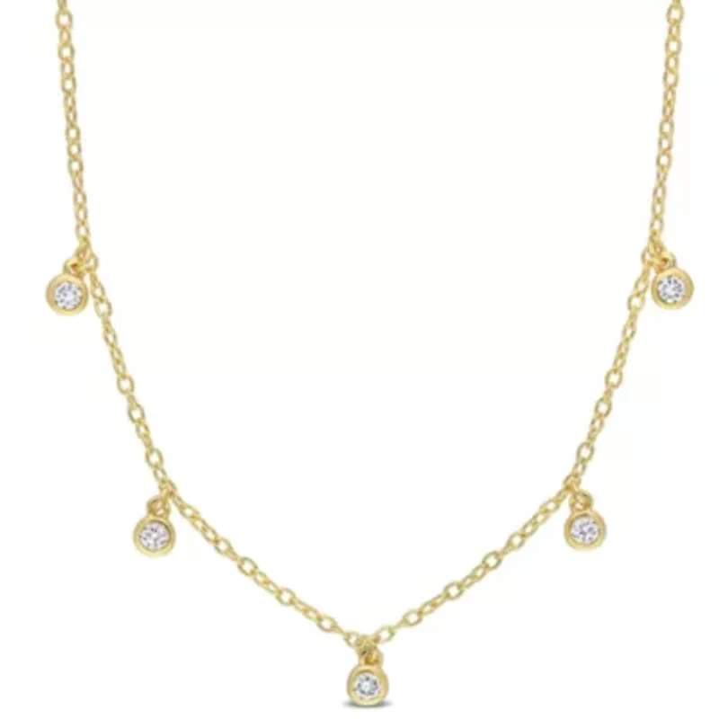 1/6 ct. t.w. Diamond Station Necklace in 10K Yellow Gold