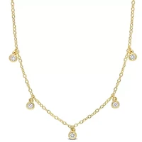 1/6 ct. t.w. Diamond Station Necklace in 10K Yellow Gold