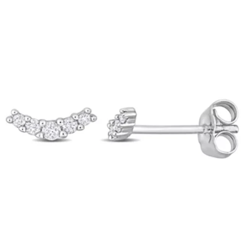 1/10 ct. t.w. Diamond Curve Stud Earrings in 10K White Gold