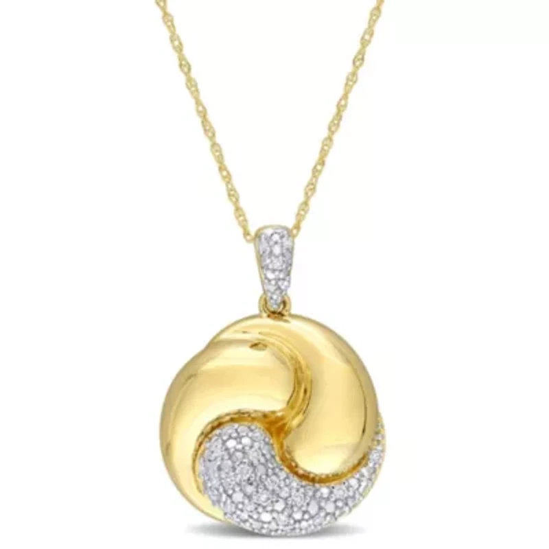 1/7 ct. t.w. Diamond Love Knot Pendant with Chain in 14K Yellow Gold