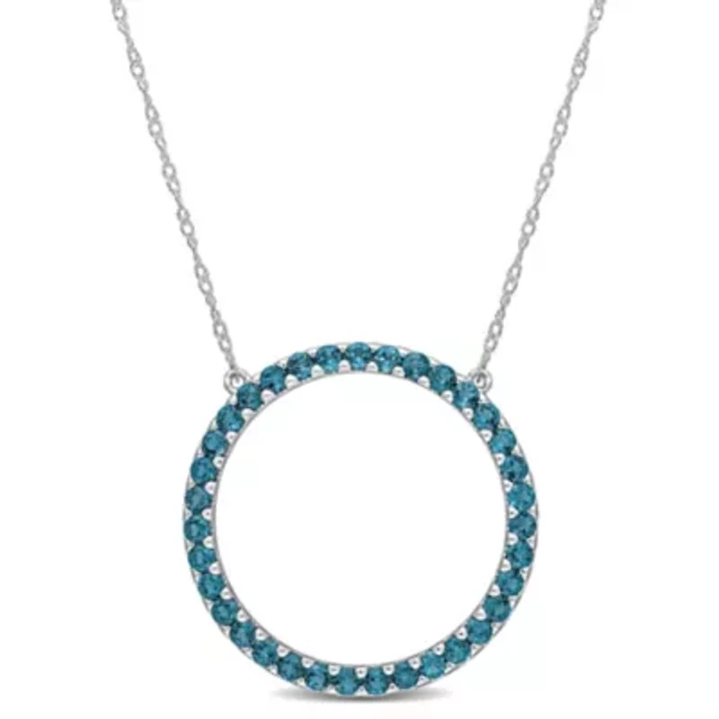 1.75 ct. t.g.w. London Blue Topaz Open Circle Pendant with Chain in 10K White Gold