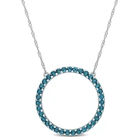 1.75 ct. t.g.w. London Blue Topaz Open Circle Pendant with Chain in 10K White Gold