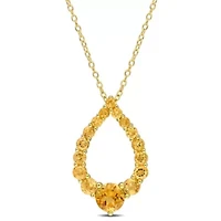 2 ct. t.g.w. Citrine, Madeira Citrine and Honey Citrine Graduated Open Teardrop Pendant with Chain in 18K Yellow Gold Plated Sterling Silver