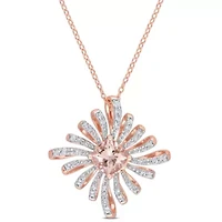 2.21 ct. t.g.w. Morganite and White Topaz Spike Pendant with Chain in Rose Plated Sterling Silver