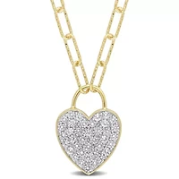 1.14 ct. t.g.w. Created White Sapphire Heart Pendant with Chain in Yellow Plated Sterling Silver