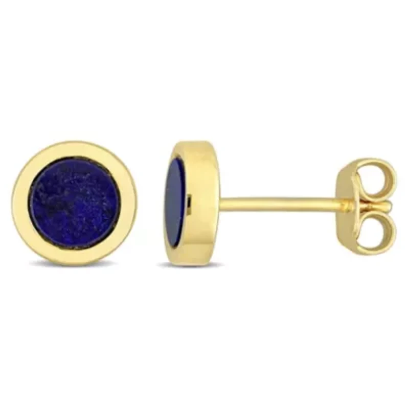 5/8 CT TGW Lapis Stud Earrings in Yellow Plated Sterling Silver