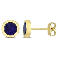 5/8 CT TGW Lapis Stud Earrings in Yellow Plated Sterling Silver