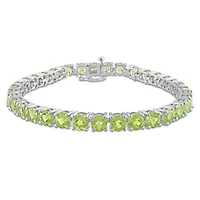 19.6 CT TGW Peridot Tennis Bracelet in Sterling Silver