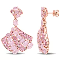 3/8 CT Diamond TW And 13.8 CT TGW Pink Sapphire Post Earrings 14k Pink Gold GH I1