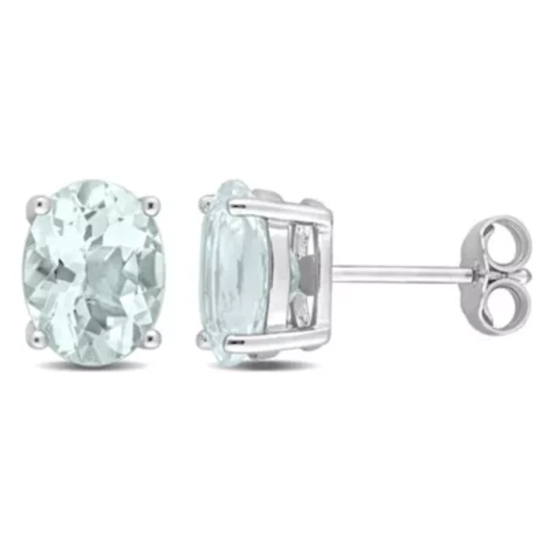 3 CT TGW Oval Aquamarine Earrings in Sterling Silver