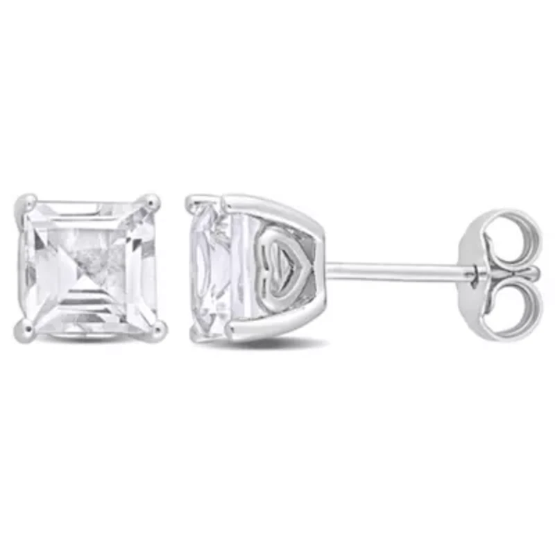 2.62 CT TGW White Topaz Post Earrings Silver