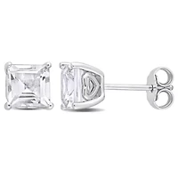 2.62 CT TGW White Topaz Post Earrings Silver