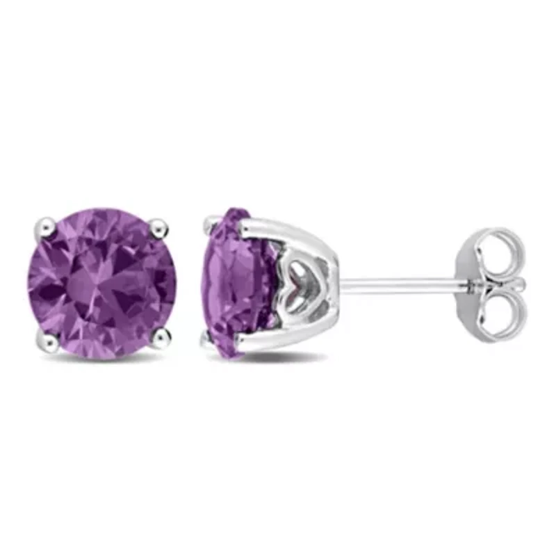 Lab Created 4.62 CT TGW Created Alexandrite Stud Earrings in Sterling Silver