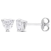 Lab Created 1 CT TGW Created Moissanite-White Post Earrings Silver