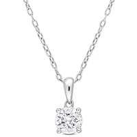 Lab Created 3/4 ct. t.g.w. Created Moissanite Solitaire Pendant with Chain in Sterling Silver