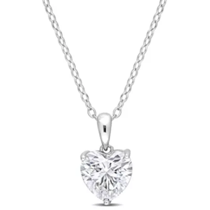 Lab Created 2 ct. t.g.w. Created Moissanite Solitaire Pendant with Chain in Sterling Silver