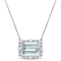 5 ct. t.g.w Aquamarine and 5/8 ct. t.w. Diamonds Necklace in 14K White Gold