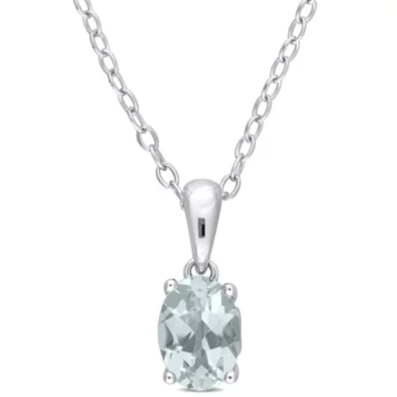 5/8 ct. t.g.w. Aquamarine Solitaire Pendant with Chain in Sterling Silver